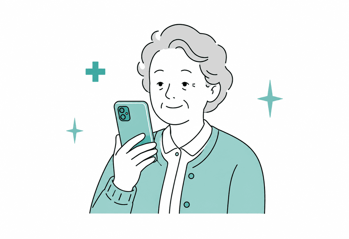 Elderly person using NeuroShield AI voice assistant on smartphone